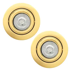 Litecraft 2 Pack Satin Brass Modern IP20 Fire Rated Adjustable Downlights