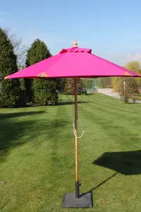 Hardwood Garden Parasol Umbrella - 2M Wide - (Pink)