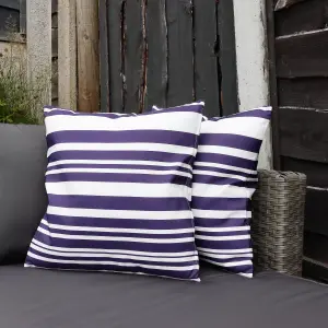 Gardenwize Pair of Outdoor Garden Sofa Chair Furniture Scatter Cushions- Blue Stripe