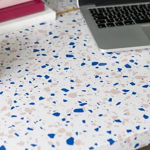 d-c-fix Terrazzo Blue Self Adhesive Vinyl Wrap Film for Kitchen Worktops and Furniture 2m(L) 45cm(W)