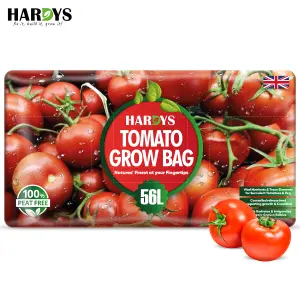 Hardys 56L Tomato Planter Grow Bag - Nutrient Enriched Peat Free Compost, Up to 8 Week Feed, Deep Fill, High Yield & Flavourful