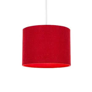 Modern Red Linen Fabric Small 8 Drum Lamp Shade with Matching Cotton Lining