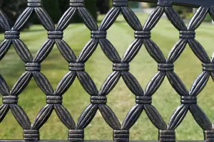 Warwick Metal Garden Bench with Web Pattern Cast Iron Back