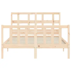 Berkfield Bed Frame with Headboard Small Double Solid Wood