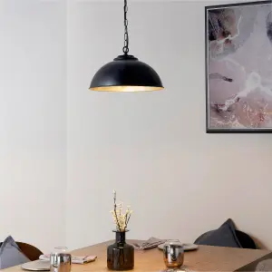 Anson Lighting Austin Pendant light finished in Matt black and gold leaf