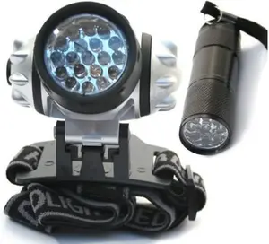 19 & 9 Led Headlamp And Flashlight Set Aluminium Torch Pocket Ultra Bright Light Waterproof Lamp