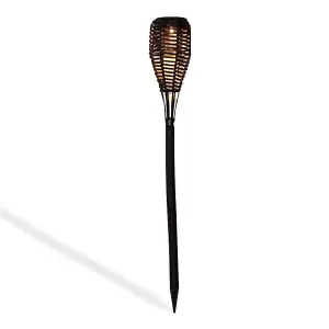 Brown Rattan Effect Solar LED Garden Torch