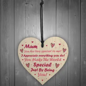 Red Ocean Novelty Mum Gift Wooden Heart Sign Gift For Mothers Day Birthday Gift For Her