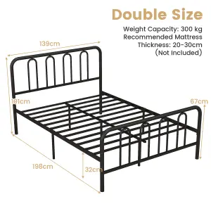 Costway Double Size Metal Bed Frame w/ Headboard Platform Bed w/ Metal Slats Support