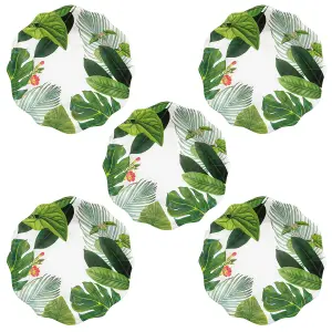 Purely Home Tropical Floral Melamine Dinner Plates - Set of  5