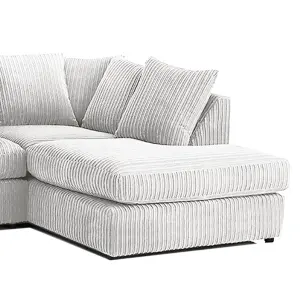 Luxor Jumbo Cord 4 Seater Corner sofa Silver Right Hand Facing