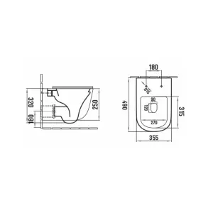 Bubly Bathrooms™ White D Shape Rimless 2.0 Wall Hung Toilet Pan & Soft Close Seat - Hidden Fixation