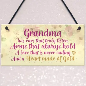 Red Ocean Heart Of Gold Grandparent Grandma Gran Nan Plaques Floral Signs Birthday Gift Keepsake