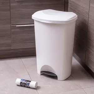 Plastic Step On Rubbish Bin - 50L White