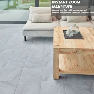 Self-Adhesive Vinyl Floor Tiles - 30 Pack for 30 ft² (2.79 m²) Coverage - Peel & Stick Vinyl Floor Tiles, Grey-White Marble Effect