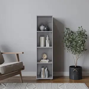 URBNLIVING 120cm Height Grey 4-Cube Shelving Unit - Tall