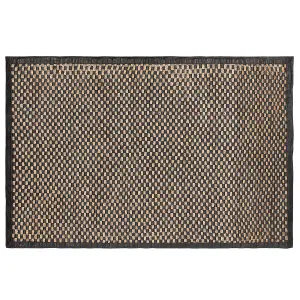 Leather Area Rug 140 x 200 cm Black and Beige GERCE II