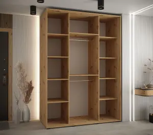 Elegant Sapporo Sliding Door Wardrobe 170cm in Oak Artisan: Stylish Storage Solution (H)2050mm (W)1700mm (D)600mm