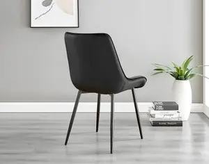 Furniturebox UK Santorini Brown Round Round Dining Table And 6 Black Pesaro Black Leg Chairs