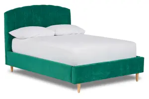 Mystoria Modern Fabric Bed Base Only 4FT Small Double- Brecon Emerald