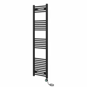 Right Radiators Prefilled Thermostatic Electric Heated Towel Rail Straight Bathroom Ladder Warmer - Black 1600x400 mm