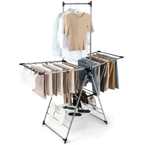 Costway Clothes Drying Rack Aluminum Gullwing Style Rack with 6-Level Adjustable Height