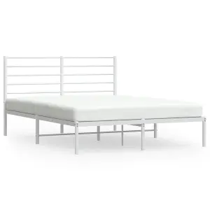 Berkfield Metal Bed Frame with Headboard White 120x200 cm