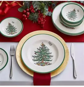 Spode Christmas Tree Stoneware Dinnerware Set, 12 Piece, White/Green