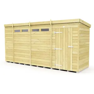 DIY Sheds 15x4 Pent Security Shed - Single Door