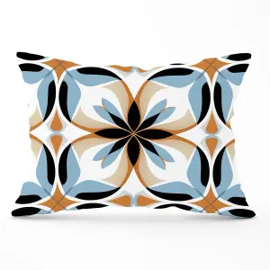 White Brown and Blue Geometric Pattern Cushions 33cm x 48cm