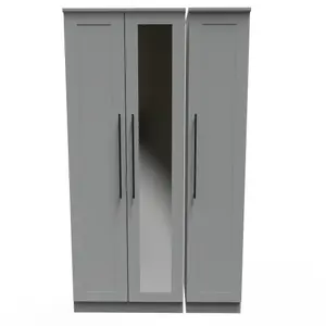 Howard Tall Triple Mirror Wardrobe in Dusk Grey (Ready Assembled)