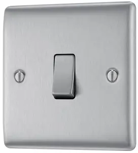 BG 16A Single 2 way Raised slim Screwed Intermediate switch Matt Steel effect