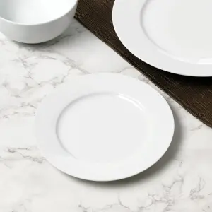 24pc White Round  Rimmed Dinner Set