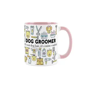 Dog Groomer Mug - Humorous Pets Groomer/Hairdresser Trades Funny Novelty Gift - Tea/Coffee Hot Drinks Pink Ceramic Cup Present