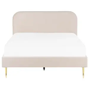 Velvet EU Double Size Bed Light Beige FLAYAT