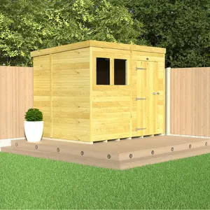 7ft x 4ft Pent Shed - Single Door with Windows