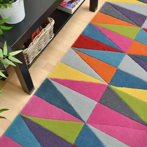 Funk Triangles Rug Multi Colour Rug 70x200 Runnercm for the Living Room