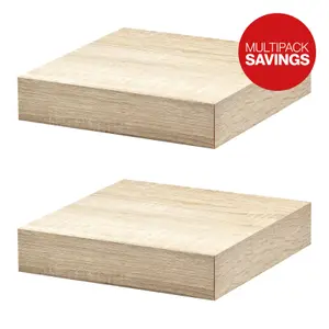 Shelf Depot Oak Floating Shelf (L)250mm (D)250mm, Pack of 2