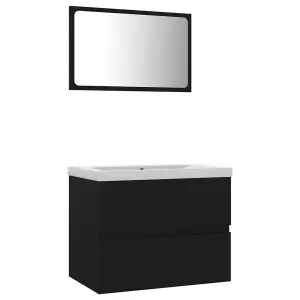 Berkfield Bathroom Furniture Set Black Engineered Wood