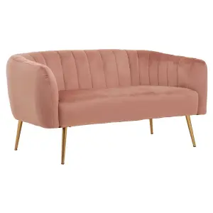 Interiors by Premier Larissa Two Seat Pink Velvet Sofa