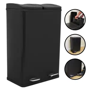 60L Dual Compartment Pedal Bin In Black