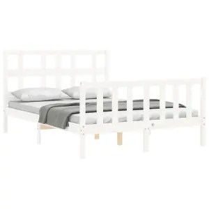 Berkfield Bed Frame with Headboard White 140x200 cm Solid Wood