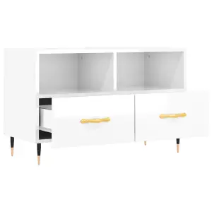 Berkfield TV Cabinet High Gloss White 80x36x50 cm Engineered Wood