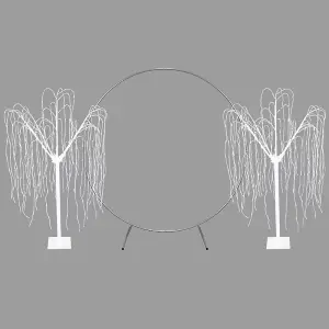 Wedding Moongate - Silver & 2 x Weeping Willow Tree 180cm Warm White