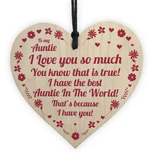 Novelty Auntie Birthday Mothers Day Gift Wood Heart Love Gift Thank You Plaque