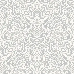 Galerie Italian Classics 4 Grey Paisley Damask Embossed Wallpaper