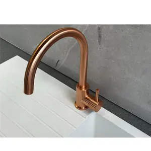 Liquida W06CP Swan Neck Monobloc Single Lever Copper Kitchen Mixer Tap