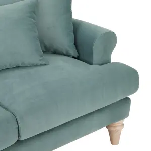 Churchill 3 Seater Sofa With Scatter Back Cushions, Teal Velvet