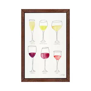 Wine Glasses by Cat Coquillette - Painting on Canvas Brown Floater Framed / 152.4cm H x 101.6cm W x 3.81cm D