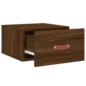 Berkfield Wall-mounted Bedside Cabinet Brown Oak 35x35x20 cm